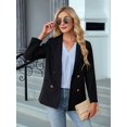 thumbnail image 4 of Women'S 3/4 Length Sleeve Tops Summer Dressy Casual Blouses Work Shirts Chiffon V Neck Outfits Light Blue S, 4 of 8