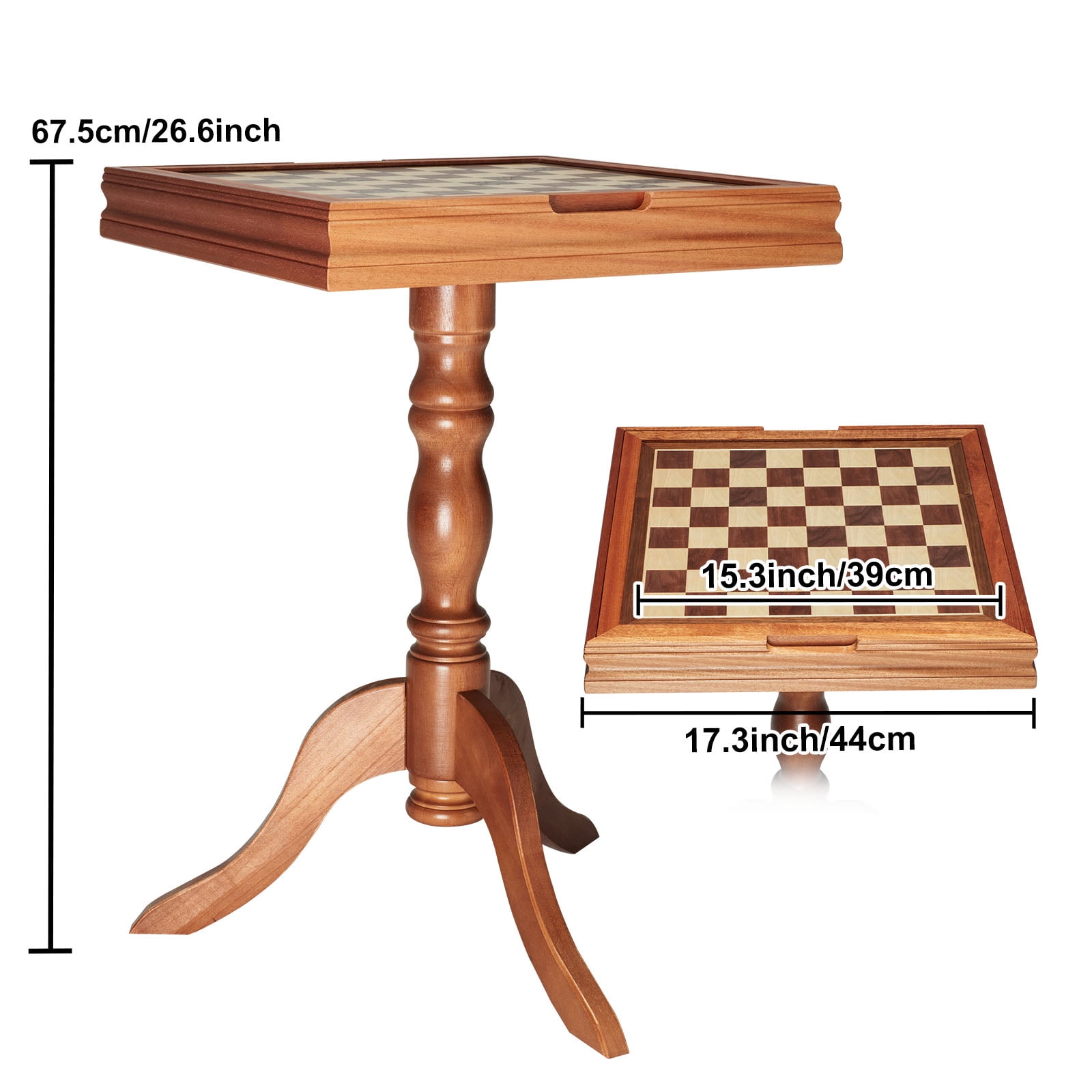 KFFKFF Chess Checkers Backgammon Table 18" 3-IN-1 Combo Game Table Furniture Set
