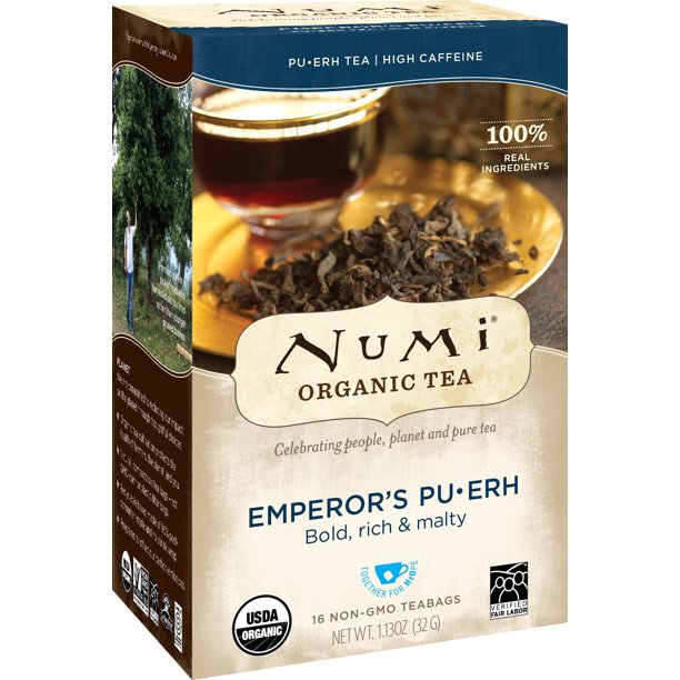 Numi Organic Tea, Emperor's Puerh, Tea Bags, 16 Ct