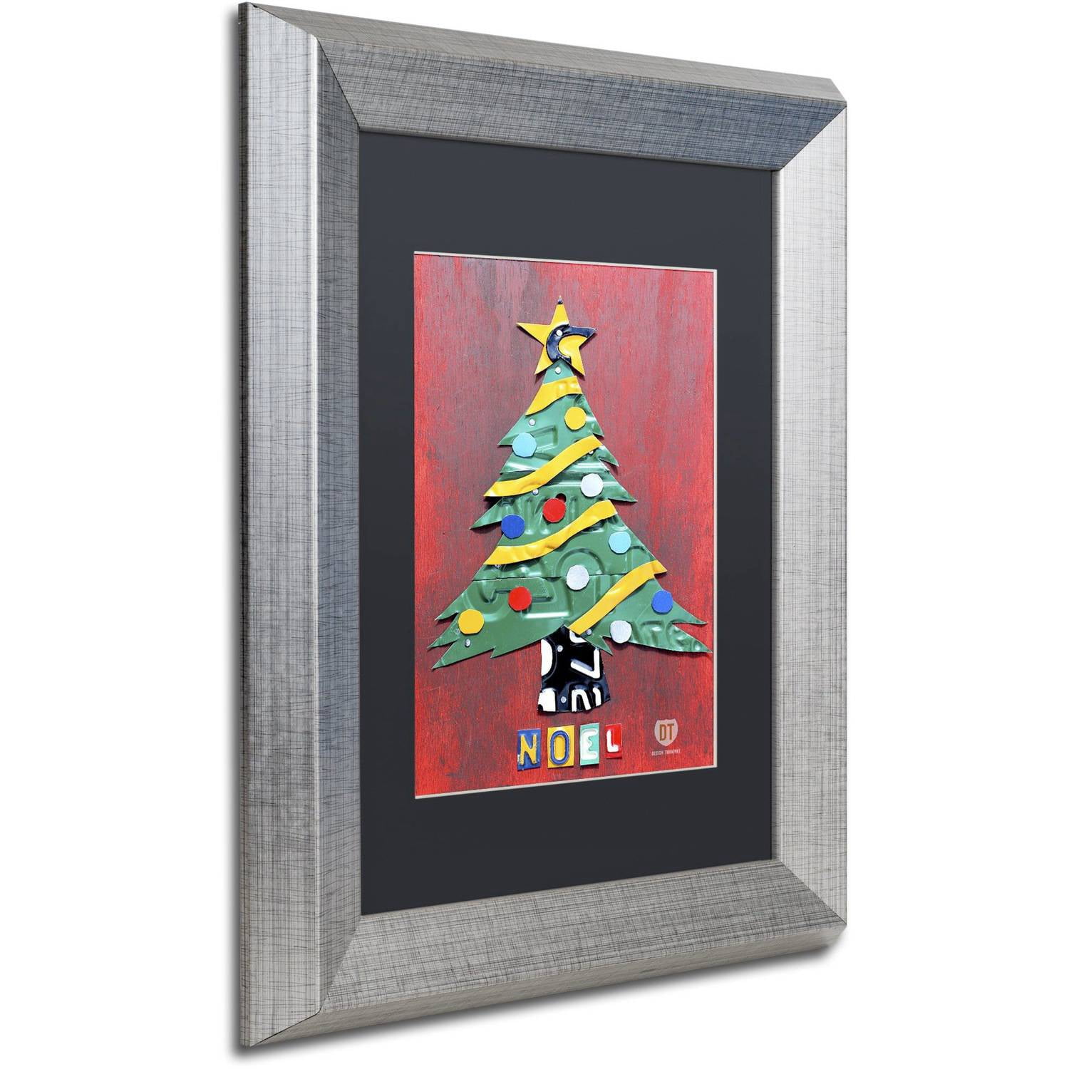 Trademark Fine Art 'Noel Christmas Tree' Canvas Art by Design Turnpike, Black Matte, Silver Frame