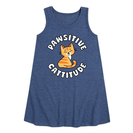 

Instant Message - Pawsitive Cattitude - Toddler and Youth Girls A-line Dress