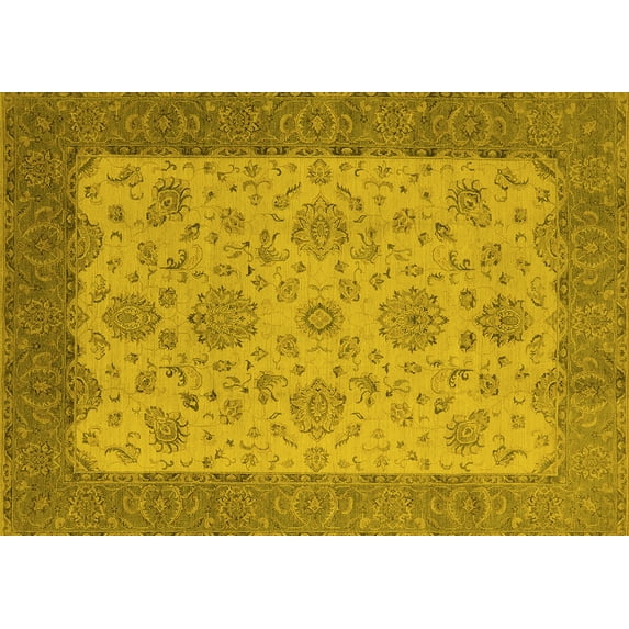 Ahgly Company Indoor Rectangle Oriental Yellow Traditional Area Rugs, 7' x 9'