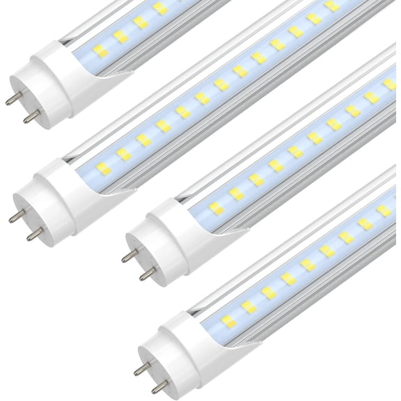 JESLED 4FT T8 LED Tube Lights, 28W, 4060LM, 6500K, Single or Double End Powered, Plug and Play or Ballast Bypass,T10 T12 Fluorescent Bulbs Replacement, Clear, 4-Pack