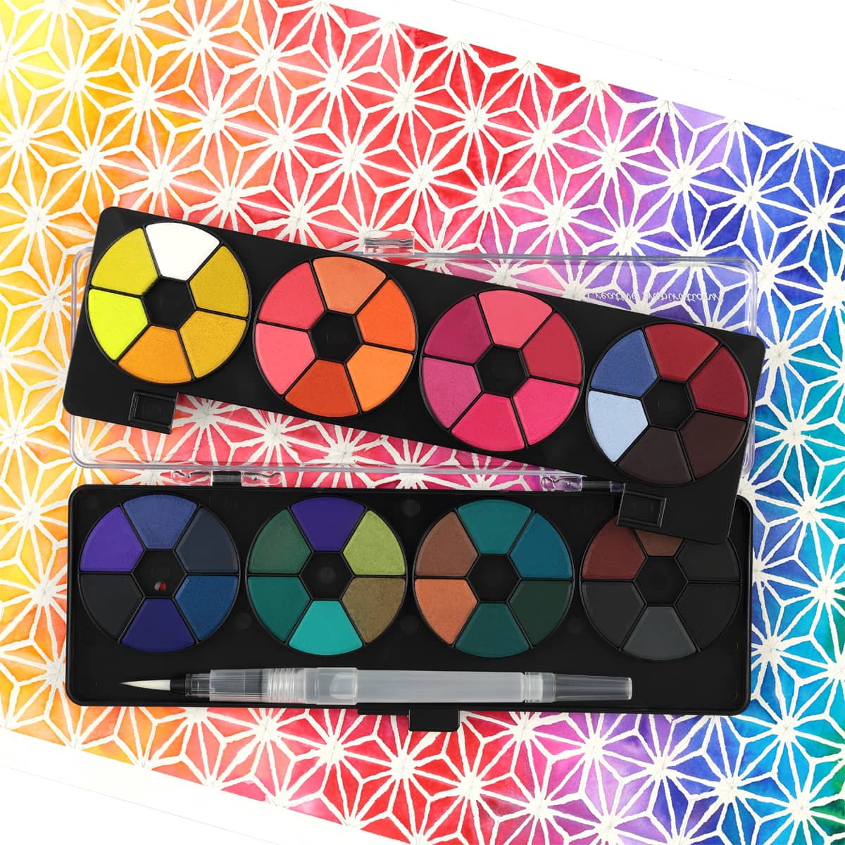 Creative Inspirations Professional Watercolor Paint Set - 48 Dye-Based Watercolor Paints for Adults - Compact, Vibrant, Travel-Friendly Set with Water Brush Pen and Mixing Lid