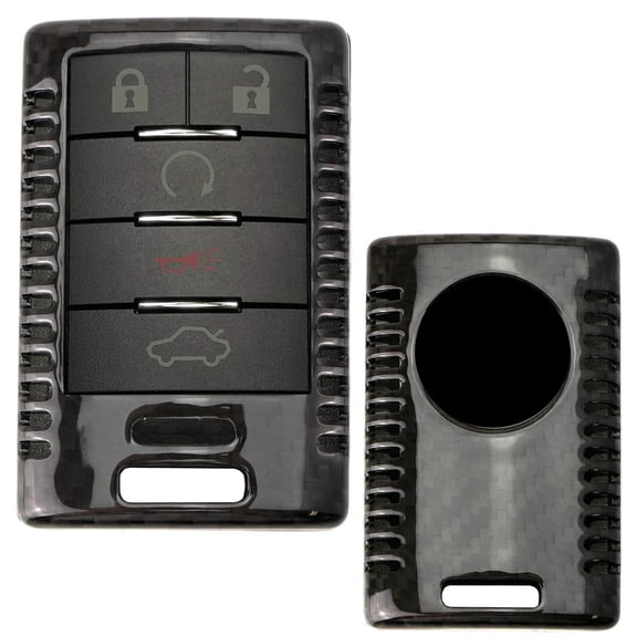 Real/Genuine Gloss Black Carbon Fiber Key Fob Shell Cover, For Chevrolet 2014-2019 C7 Corvette Stingray Smart Key