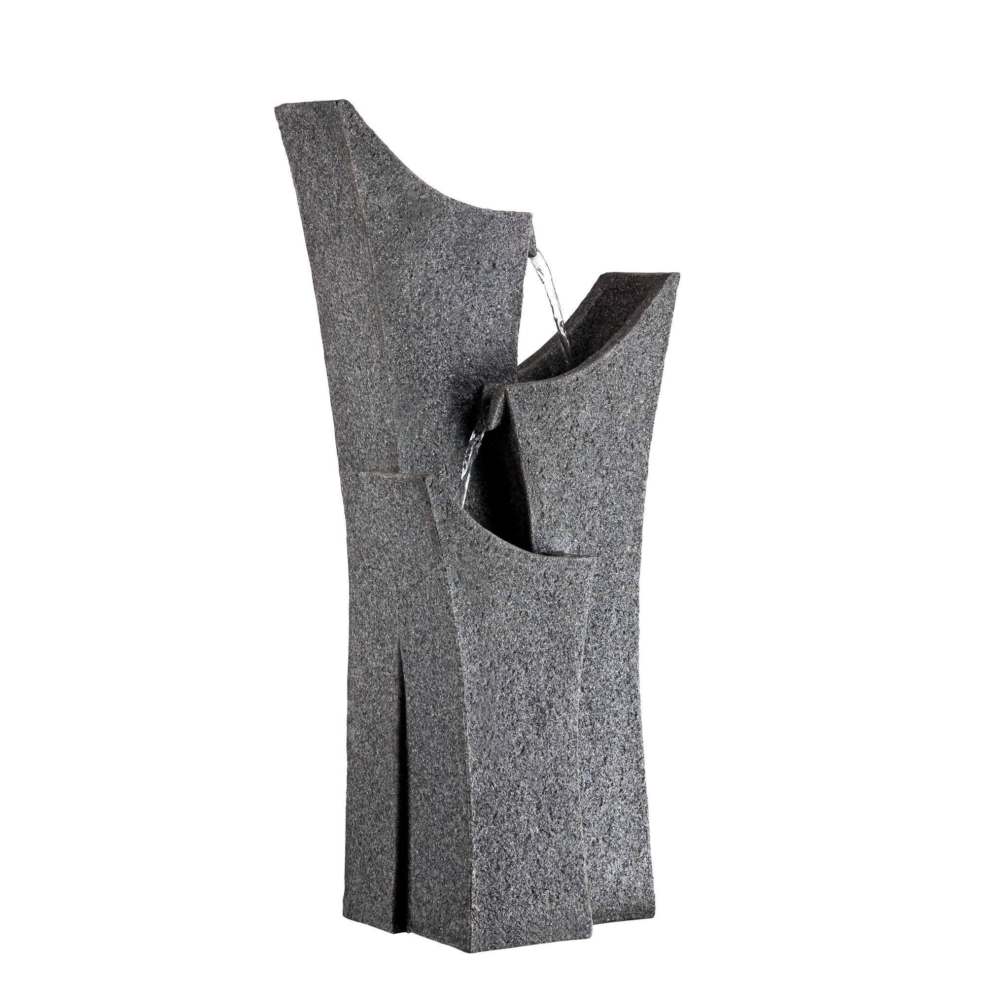 Exton 31" High Large Modern Zen Indoor Outdoor Decor Gray Faux Stone Floor Fountain 3-Tier Outside Garden Patio
