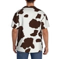 thumbnail image 3 of Lsque Brown Cow print Men's Cuban Collar Short Sleeve Shirt Summer Beachwear Casual Button Down Fashionable Vacation Leisure Shirt-Small, 3 of 7