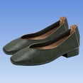 thumbnail image 3 of Viluyesy Womens Loafers Square Toe Faux Leather Slip On Arch Support Casual Work Cushioned Low Block Heel Shoes Army Green Size US8.5, 3 of 7