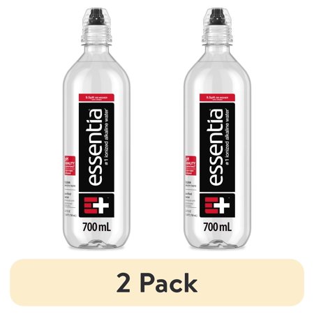 (2 pack) Essentia Bottled Water, 700 mL Sports Cap, Ionized Alkaline Water 24 fl oz
