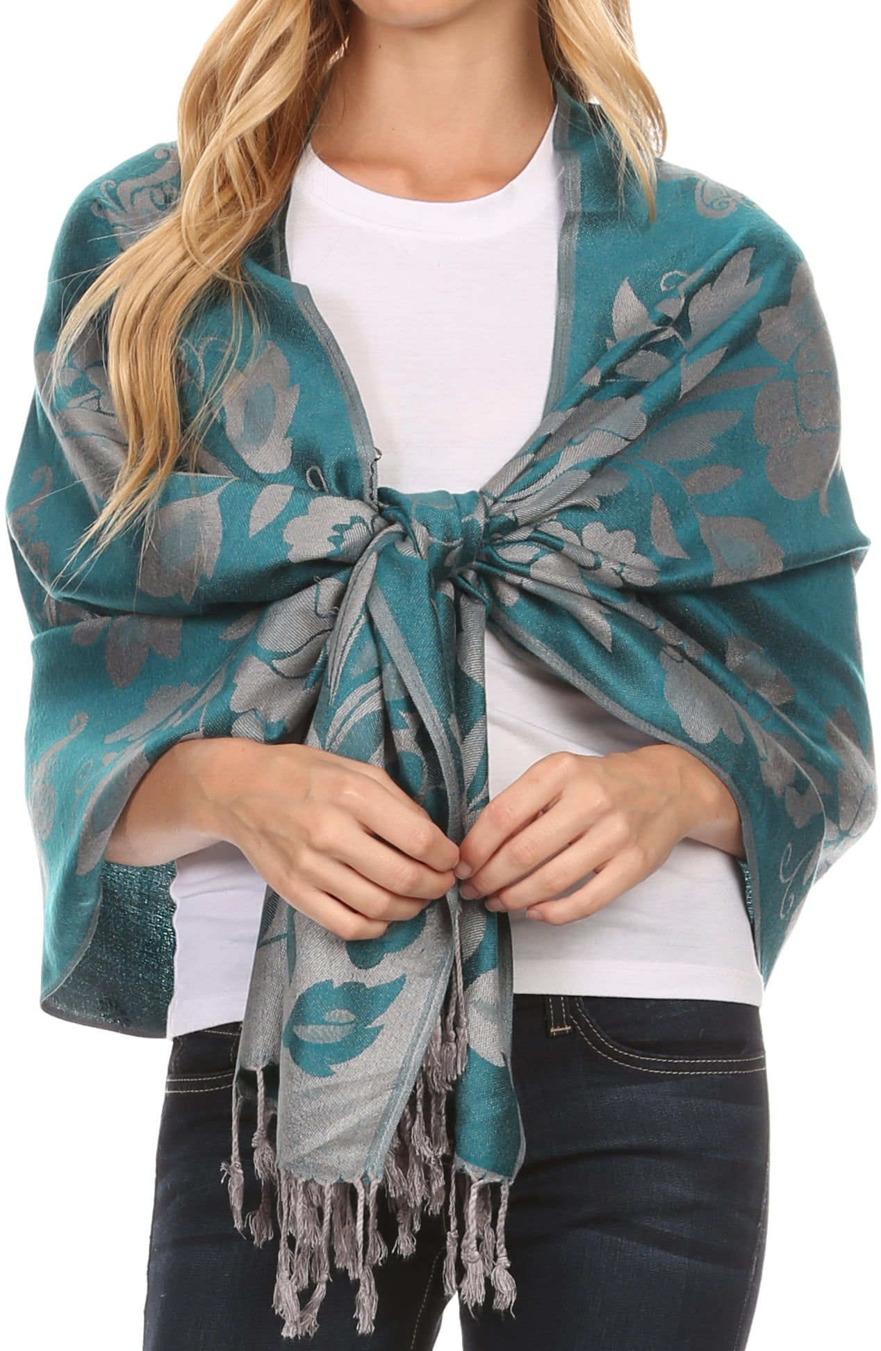BUTTERFLY SCARF BUTTERFLIES REVERSIBLE PASHMINA SHAWL WRAP SUPERB SOFT QUALITY 