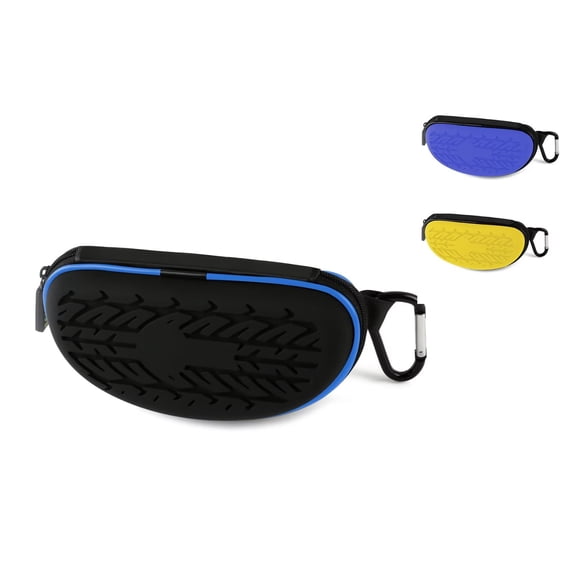 Sunglasses Case Eyeglasses Case for Men and Women, Semi Hard Silicone Rubber and EVA Shell with Metal Carabiner, Portable Zipper Protective Glasses Case Black