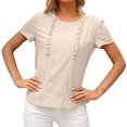 thumbnail image 4 of Camiseta de mujer Verano Cuello redondo Manga corta Casual Top suelto, Albaricoque, L Noticed AP001321-15, 4 of 7