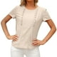 thumbnail image 5 of Qarigey Mujer Camiseta Verano Cuello Manga Corta Volantes Casual Top Suelto Prendas para la parte del cuerpo albaricoque M, 5 of 6