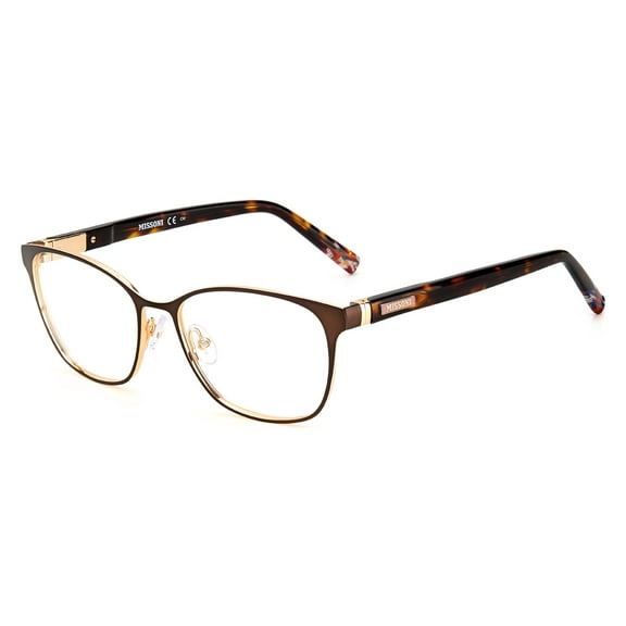 Missoni 62 Full Rim Rectangular Gold Brown Eyeglasses
