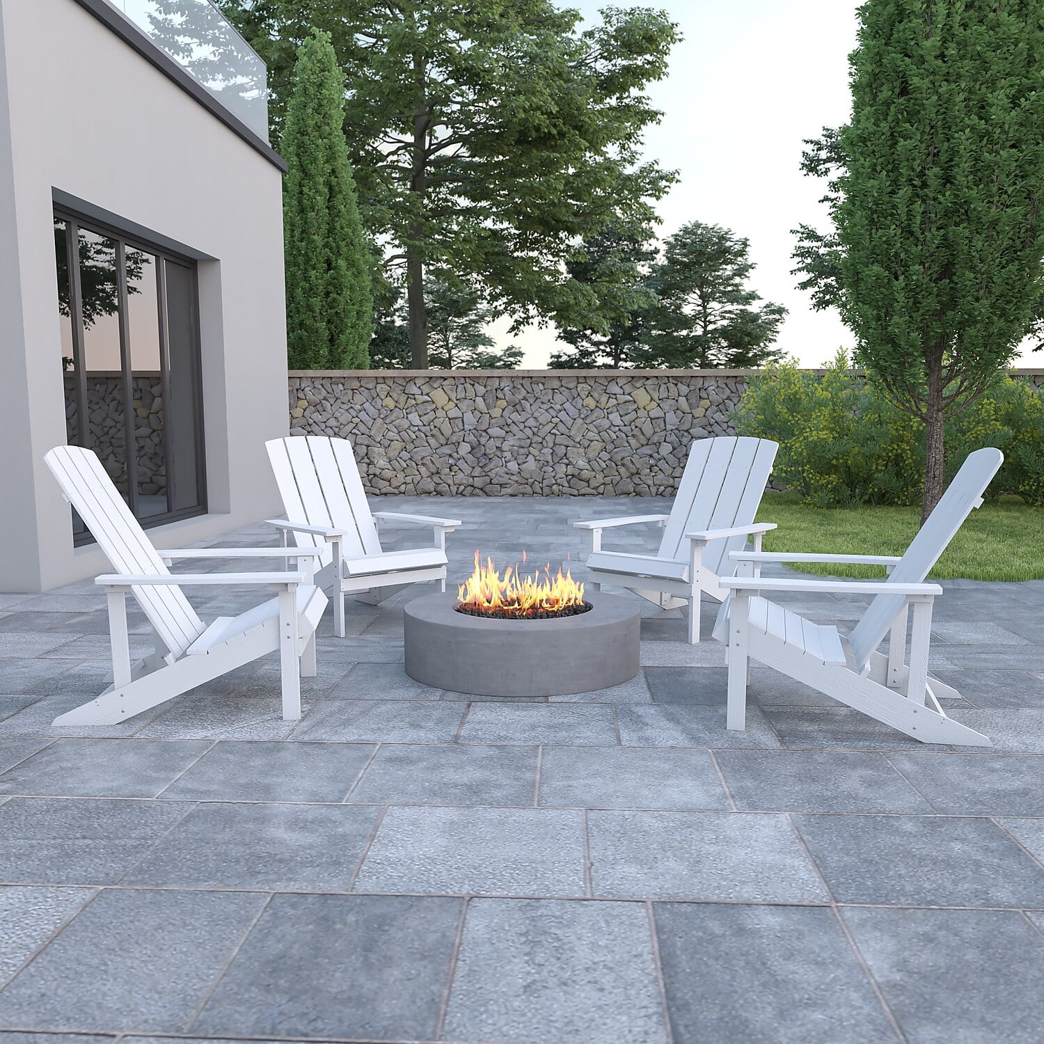 Flash Furniture Charlestown Weather Resistant Resin Adirondack Chair - White (Set of 4)