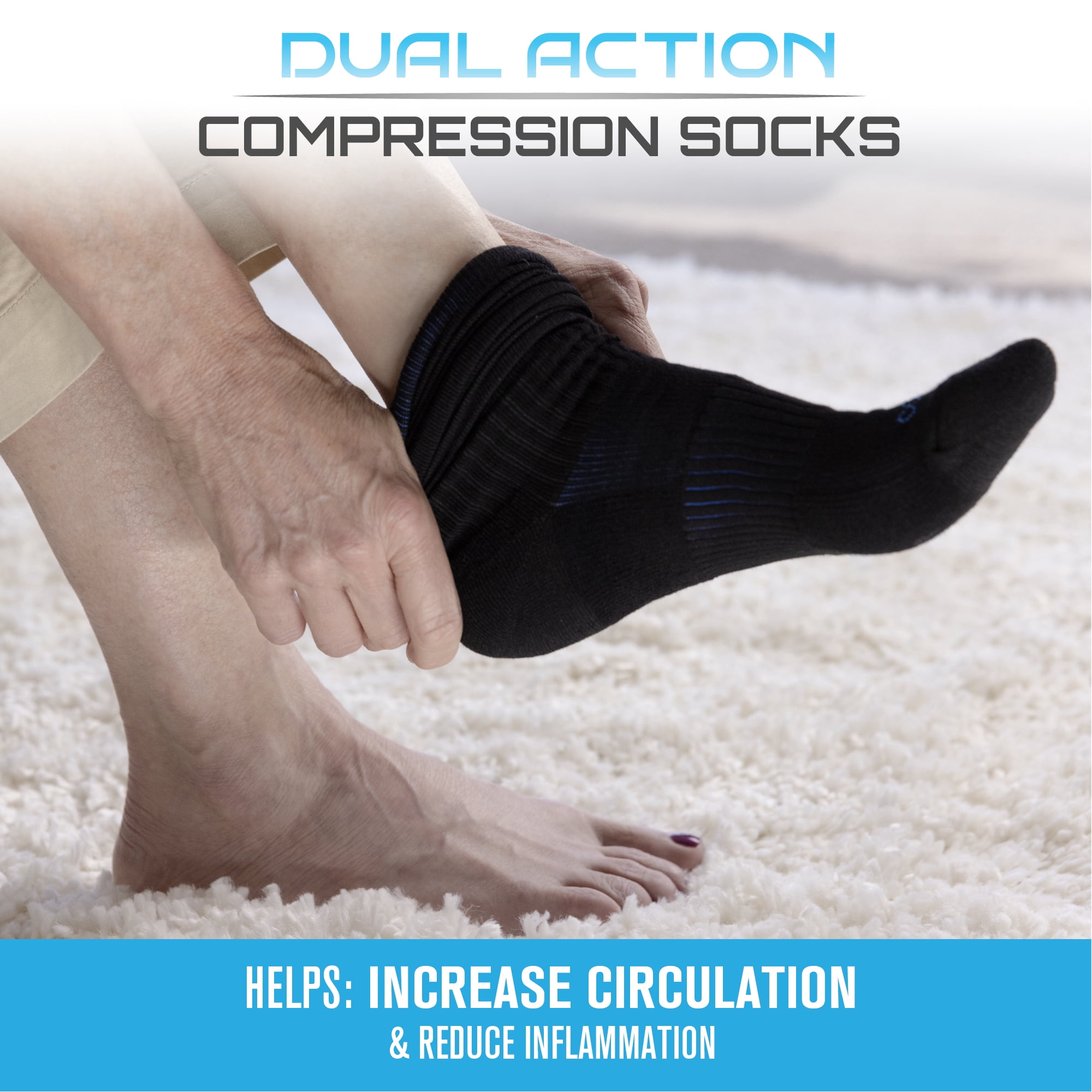 Copper Fit Dual Action Compression Socks – Easy On & Off, Improves Circulation, Reduces Swelling for Men & Women, Work & Running, 10–20 mmHg, Small/Medium