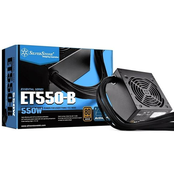 Silverstone Technology 550 Watts 80 Plus Bronze Atx Psu avec Câbles Noirs Plats Alimentation