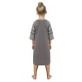 thumbnail image 6 of WBQ Womens Girl Nightgown Crew Neck Knit Long Sleepwear 3/4 Short Sleeve Soft Loungewear Gray 6-10Y, 6 of 7