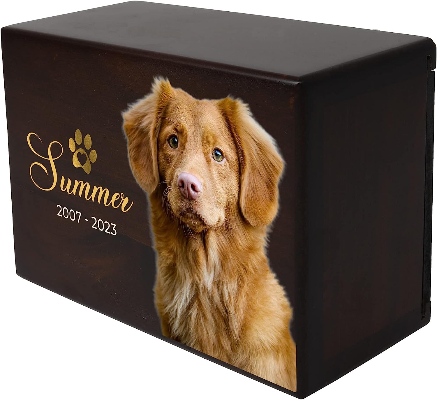 Royal Matter Custom Pet Keepsake Urns For Dogs, Wooden Box For Pet Ashes With Photo For Your