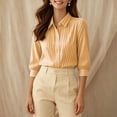 thumbnail image 4 of Warop Button Down Shirts for Women 3/4 Sleeve Collared Blouse Casual Business Office Work Top, 4 of 8
