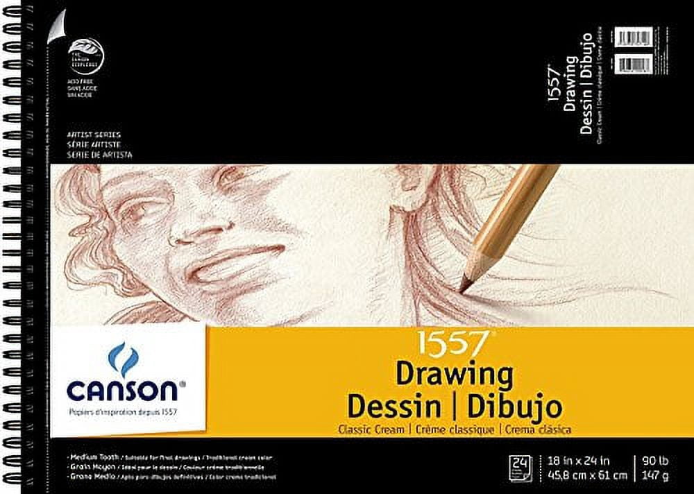Canson Artist Series Classic Cream Drawing Pad, 18 in x 24 in, 24 Sheets/Pad