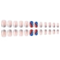 thumbnail image 3 of Independence Day Fake Nails Set, Red White Blue Star Pattern Nail Tips, Shiny Glitter Diamond Decoration, 24PCS Detachable Wearable Nails for National Day Celebration,B, 3 of 10