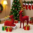 thumbnail image 4 of Souew Red Deer Ornament Set B, Christmas Velvet Reindeer Figurines Set Red & Green Deer Ornaments with Gold for Xmas Decor Tabletop Display, 4 of 5