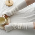 thumbnail image 2 of Hontri Gloves Mittens on Sale, Knitted Wool Gloves Autumn and Winter New Open-Finger Screen Warm Solid Color Long-Sleeved Gloves 1 Pair of Gloves White, 2 of 4