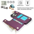 thumbnail image 3 of Allytechgroup iPhone 15 Pro Max Wallet Case, RFID Blocking Zipper Pocket Ring Holder Kickstand Bumper Shockproof Portable Durable Phone Case for Apple iPhone 15 Pro Max, Darkpurple, 3 of 8