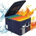 thumbnail image 2 of Fireproof filing cabinet with lock, fireproof file organizer foldable file box filing cabinet with handle for storing letters, legal folders, certificates, 2 of 5
