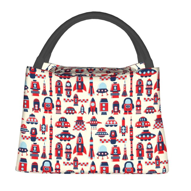 Balery Rocket Pattern Bolsa de Aislamiento Portátil – Bolsa de Almuerzo con Forro de Aluminio Mejorado, Funda Impermeable y Fácil de Limpiar para Picnic y Caja de Almuerzo