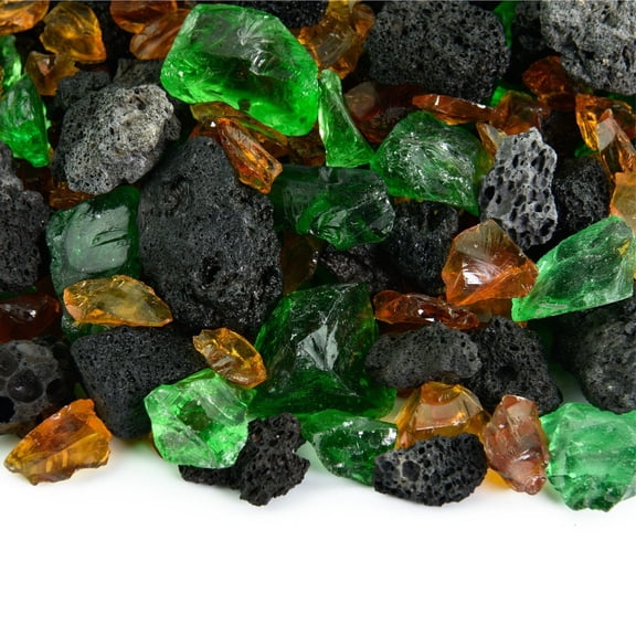 Kilauea Forest Fire Pit Glass & Lava Rock Blend | 3/8"-3/4", 10 lbs
