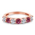 thumbnail image 2 of Gem Stone King 18K Rose Gold Plated Silver E-F Lab Grown Diamond Pink Tourmaline Anniversary Ring for Women (1.13 Cttw, Gemstone Birthstone, Size 8), 2 of 4