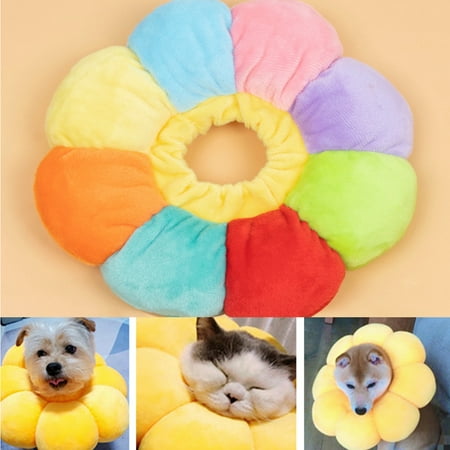Travelwant Cat Recovery Collar - Cute Sun Flower Neck Cat Cones After Surgery Adjustable Cat E Collar Surgery Recovery Elizabethan Collars for Kitten Cats