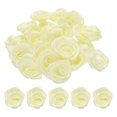 thumbnail image 1 of Uxcell 50pcs 3cm Ribbon Roses for Crafts Artificial Fabric Flowers, Light Yellow, 1 of 5