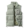 thumbnail image 2 of dzxyzu Men's Winter Stand Collar Vest Warm Padded Puffer Jacket Outdoor Full Zipper Coat Vest Top Riding Skiing Fishing Waistcoat Jacket Green, 2 of 9