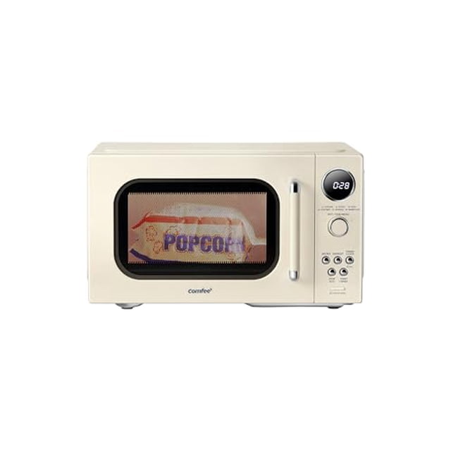 Hornos retro COMFEE, microondas compactos de encimera de 0.9 pies cúbicos con 9 programas preestablecidos, función de silencio, LED digital, color albaricoque/900 W, CMO-MMP02AA(at), color albaricoqu