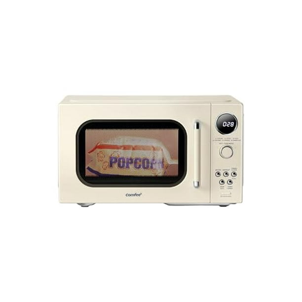 Hornos retro COMFEE, microondas compactos de encimera de 0.9 pies cúbicos con 9 programas preestablecidos, función de silencio, LED digital, color albaricoque/900 W, CMO-MMP02AA(at), color albaricoqu