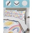 thumbnail image 4 of Quilts Twin Size Bedding Set, Rainbow Sunshine Lightweight Quilted Comforter, Rainy Cute Blue Border Soft Reversible Bedspread Coverlet with Pillow Covers for All Season, 68" x 86", 4 of 7