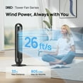 thumbnail image 2 of DREO Tower Fans for Home, 32" Standing Floor Fan, 26 ft/S Bladeless Fan with Remote, 90° Oscillating, 3 Modes, 3 Speeds, LED Display, 8H Timer, 22dB Ultra Quiet Room Fan, 2 of 9