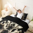 thumbnail image 3 of Castle Fairy Wildlife Raccoons Twin Duvet Cover,Moon Stars Print Twin Bedding,Black Cream White,Black Reversible,2pcs,No Comforter,1 Duvet Cover and 1 Pillowcase, 3 of 6