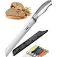 thumbnail image 1 of Orblue Serrated Bread Knife with Upgraded Stainless Steel Razor Sharp Wavy Edge Width - Bread Cutter Ideal for Slicing Homemade Bread, Bagels, Cake (8-Inch Blade with 5-Inch Handle), 1 of 8