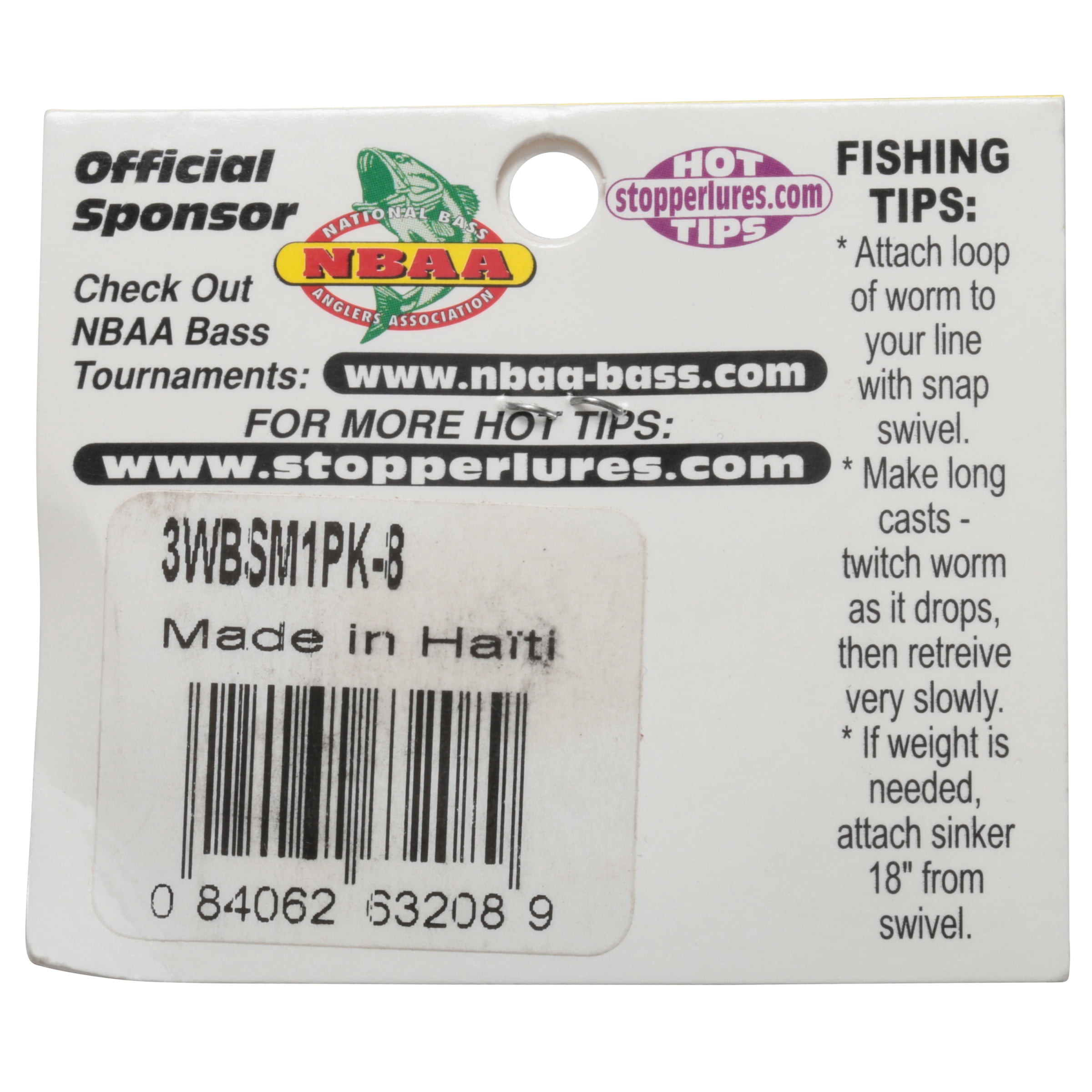 K&E Tackle Bass Stopper Magnum Rigged Worm 6" 3-Hook - Natural