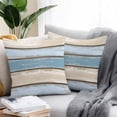 thumbnail image 2 of Waterproof Throw Pillow Covers Set of 2, 18x18 Inch Blue Wood Grain Decorative Pillowcases Outdoor Pillow Slip Cushion Covers Set for Couch Tent Vintage Country Watercolor Striped, 2 of 7