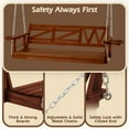 thumbnail image 4 of Wooden Porch Swing with Chains & Upgraded Cupholders Outdoor Patio Swing Bench for Garden & Backyard & Balcony, 4 of 7