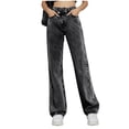 thumbnail image 2 of Tsivenald Womens Jeans High Waist Acid Wash Denim Wide Leg Five Pocket Button Fly Loose Casual Denim Pants, 2 of 7