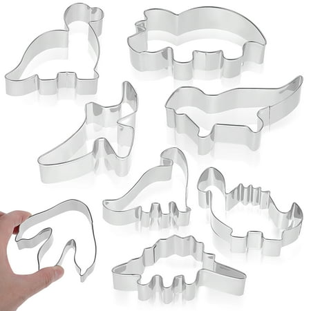 

NUOLUX 8 Pcs Dinosaur Cookie Cutters Creative Stainless Steel Baking Molds for Dough Cakes Breads