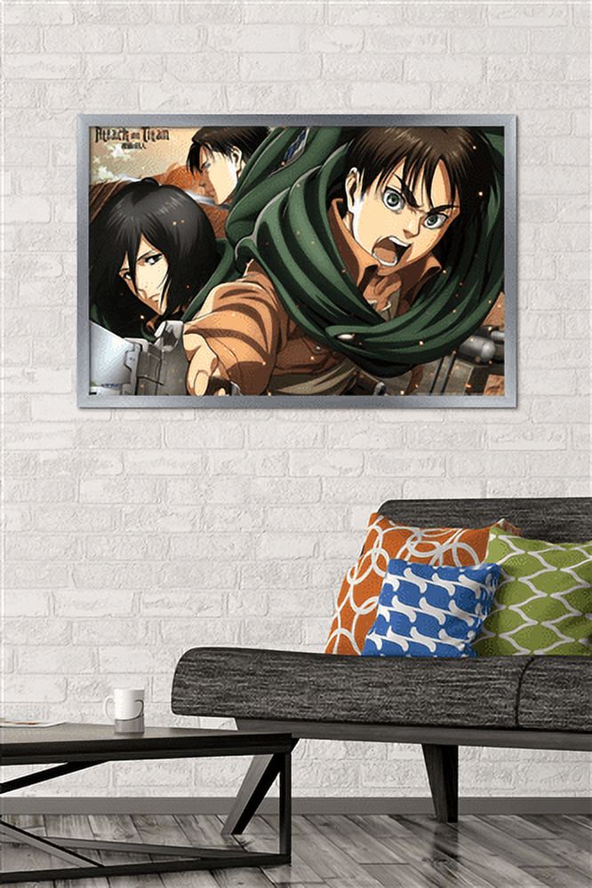 Attack on Titan: Season 2 - Intense Wall Poster, 22.375" x 34", Framed
