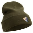 thumbnail image 4 of Angelfish Logo Embroidered 12 Inch Long Knitted Beanie - Olive OSFM, 4 of 5