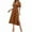 Brown, variant on Women's Bridesmaid Dresses Flutter Sleeve V Neck Empire Waist Slit Midi Dress Wedding Guest Formal Dress